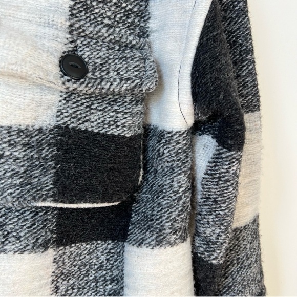 Anine Bing Maeve Buffalo Check Wool Shacket Black and White - Picture 6 of 12